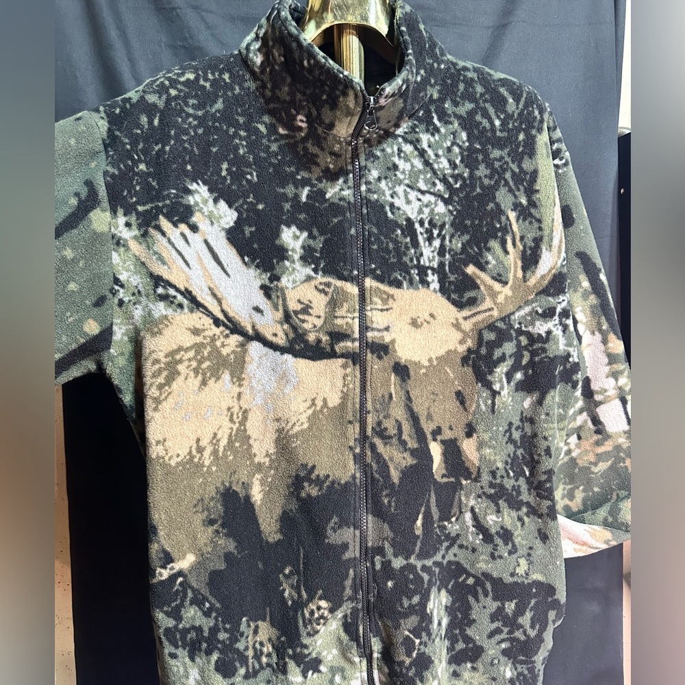 Mountain Ridge Moose Fleece Jacket XL Full Zip Wildlife Camouflage Full Print